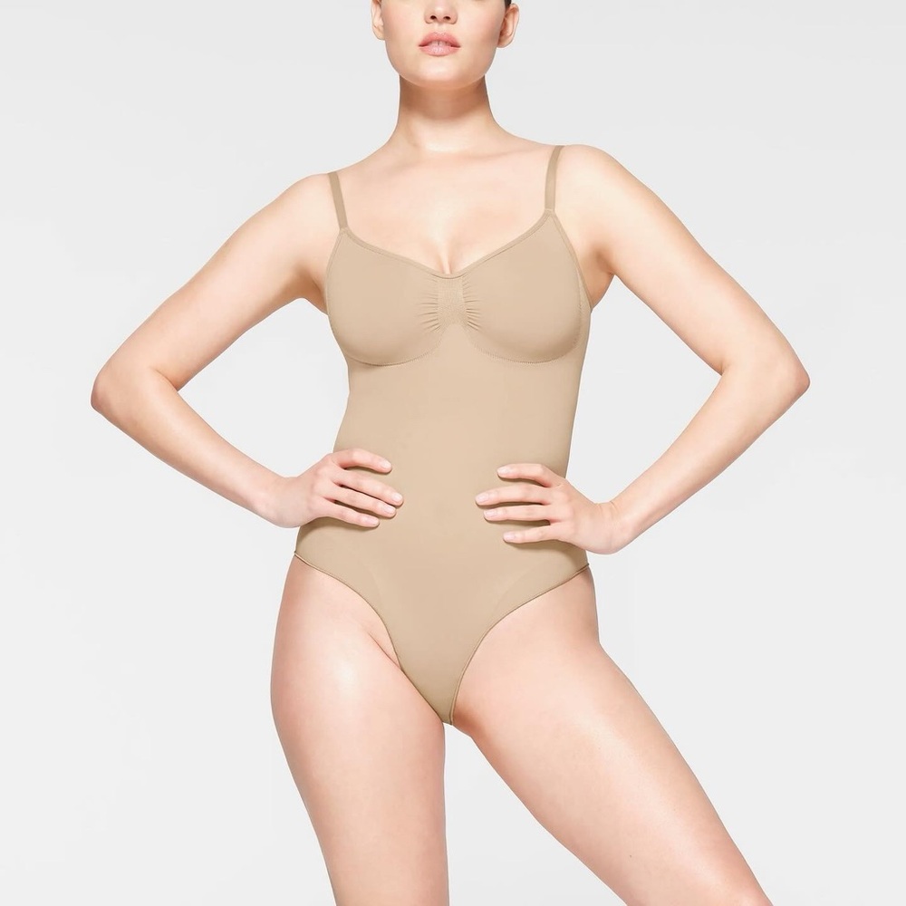 SKIMS Seamless Sculpt Brief Bodysuit in Sand